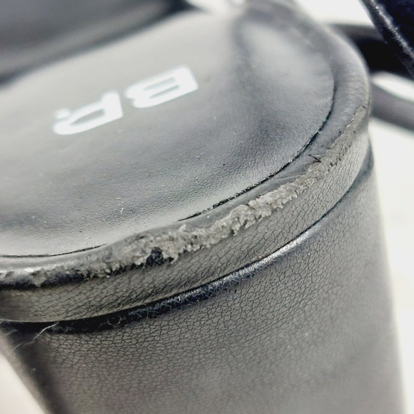 bp Tavey Black Strappy Leather Buckle Ankle Strap Block Heels W597 - Picture 12 of 14